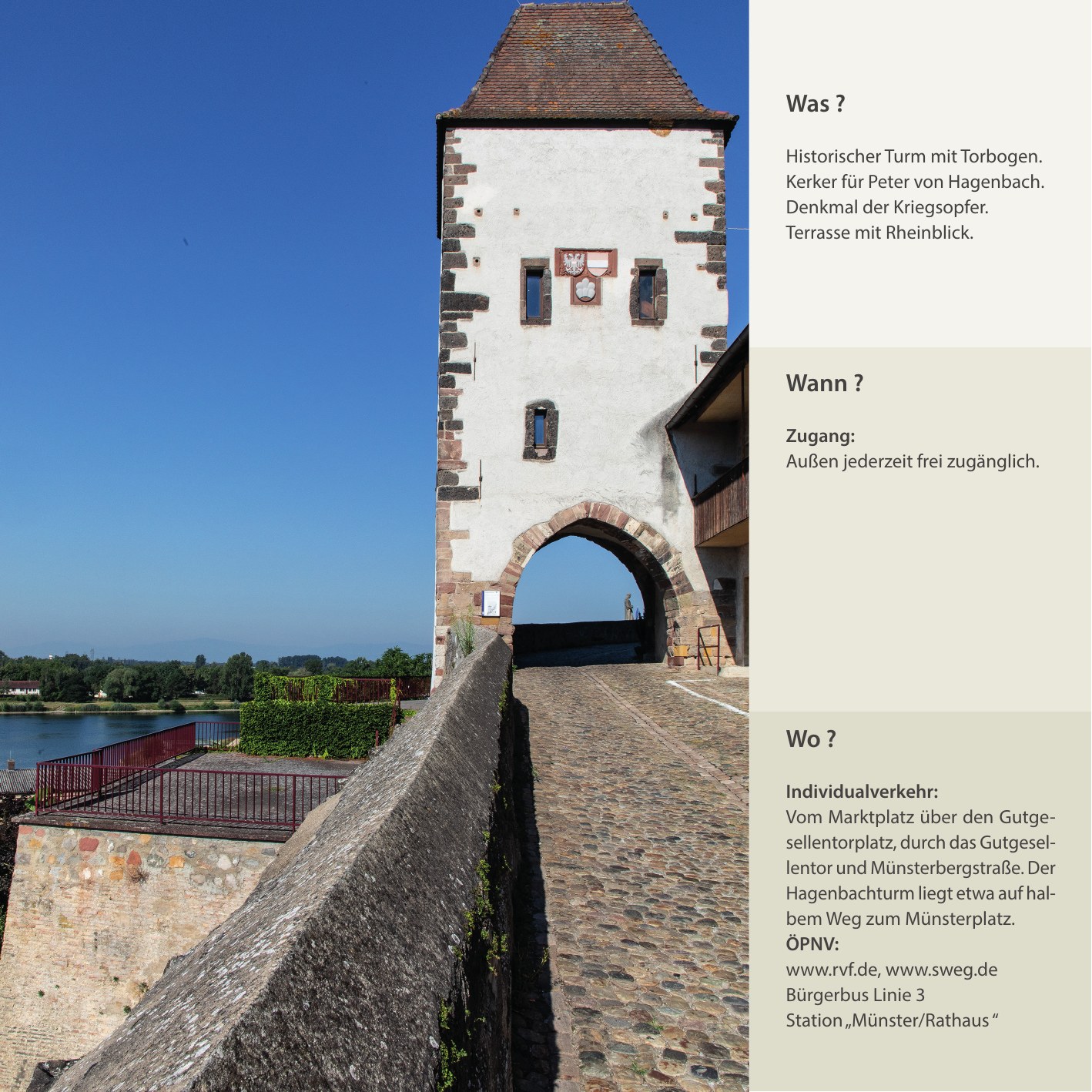Rechte Seite der Entdeckung zum Hagenbachturm in Breisach