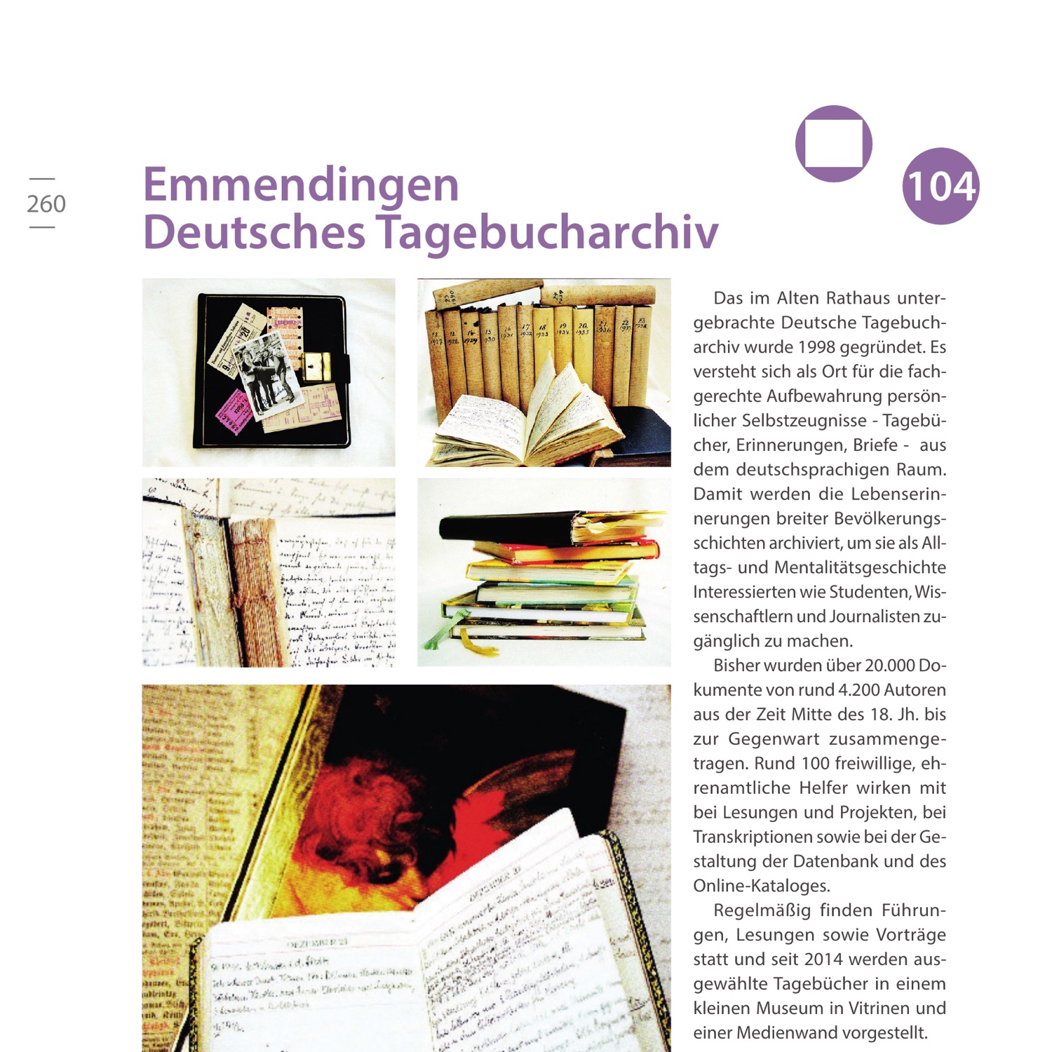 Linke Buchseite zum Deutschen Tagebucharchiv in Emmendingen