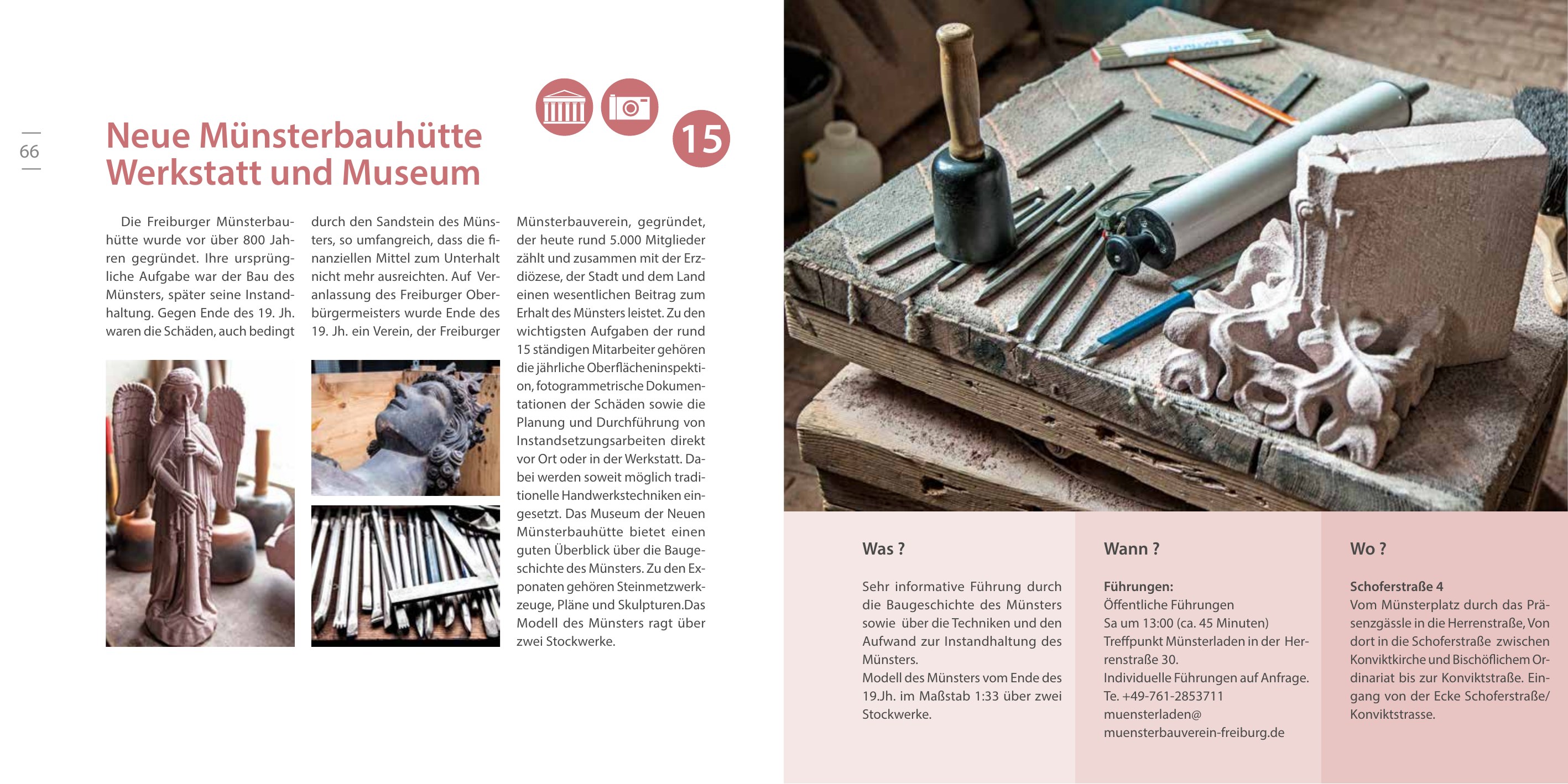 Doppelseite zur Neuen Münsterbauhütte in Freiburg