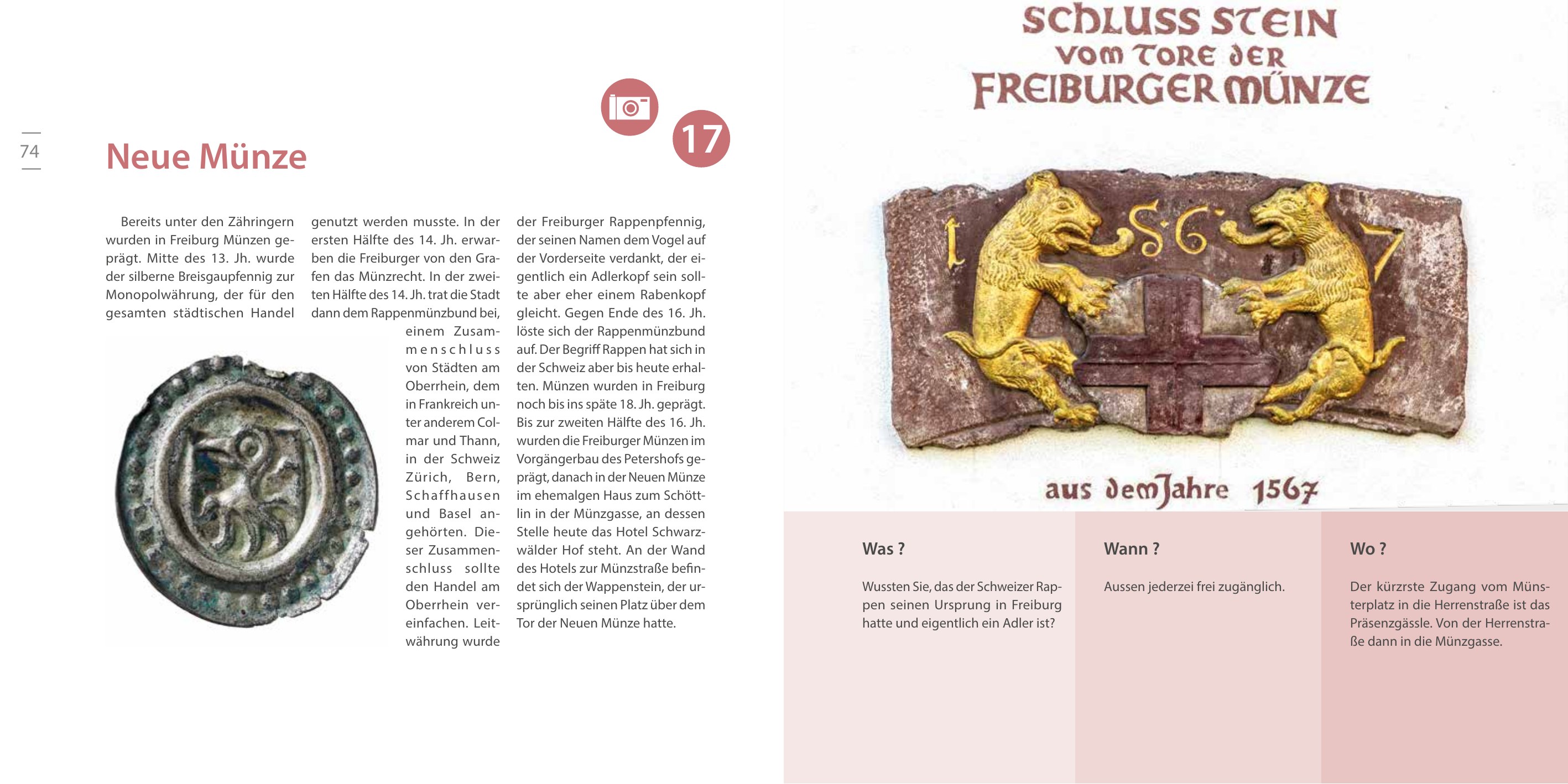Doppelseite zur Neuen Münze in Freiburg
